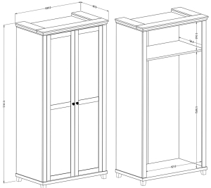 Гардероб Евора с 2 врати тъмно зелен и дъб лефкас с дължина 108 см