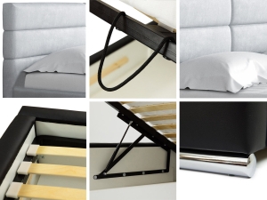 Тапицирано легло Лориен с ракла за съхранение за матрак с размери 120, 140, 160, 180, 200/ 200 см и избор на дамаска