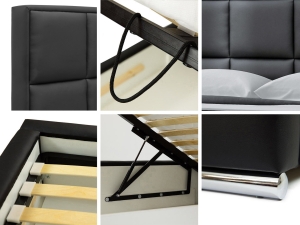 Тапицирано легло Милонга с ракла за съхранение за матрак с размери 120, 140, 160, 180, 200/ 200 см и избор на дамаска