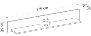 Полица Молто с дължина 175 см дъб артизан