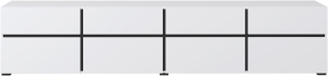 ТВ шкаф Крос с 4 клапващи врати и 4 чекмеджета бял и черен мат