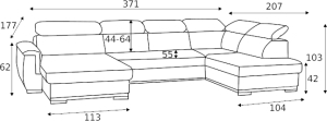 П-образен диван Умбрия V с избор на дамаска и посока