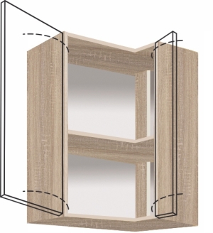 Горен кухненски ъглов шкаф ляв Премио с 2 врати 70/40 см