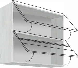 Горен кухненски шкаф Премио с 2 клапващи врати и стъкло 80 см