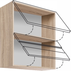 Горен кухненски шкаф Еконо с 2 клапващи врати и стъкло 60 см