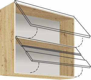 Горен кухненски шкаф Еконо с 2 клапващи врати и стъкло 80 см