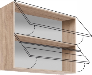 Горен кухненски шкаф Еконо с 2 клапващи врати и стъкло 90 см