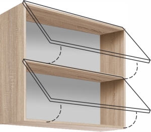 Горен кухненски шкаф Еконо с 2 клапващи врати 80 см
