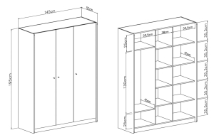 Гардероб Алесио с 3 врати пясъчно бежов и маслен дъб